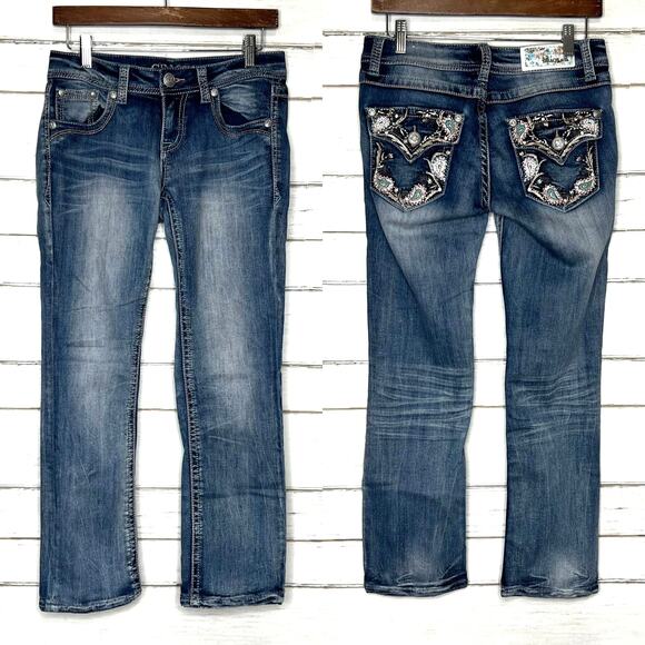 Grace in LA Jeans Straight Cropped Embellished Size 27 - Picture 13 of 13